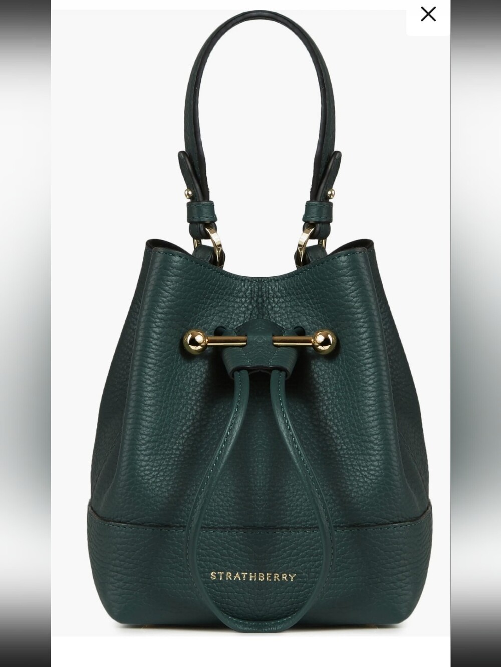 NWOT Strathberry Teal Pebbled Leather Mini Bucket Bag with Gold Hardware
